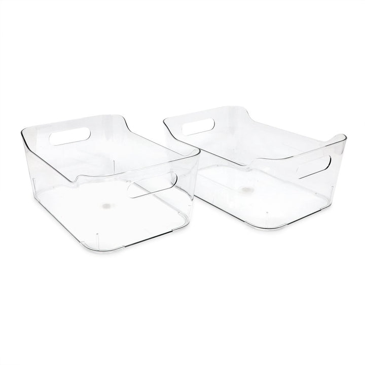 Isaac Jacobs Clear Storage Bins w/Handles, Plastic Box Set, Home, Office, Fridge, Freezer, Kitchen, Pantry Organization Container, BPA-Free/Food Safe