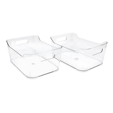 Isaac Jacobs Clear Storage Bins w/Handles, Plastic Box Set, Home, Office, Fridge, Freezer, Kitchen, Pantry Organization Container, BPA-Free/Food Safe