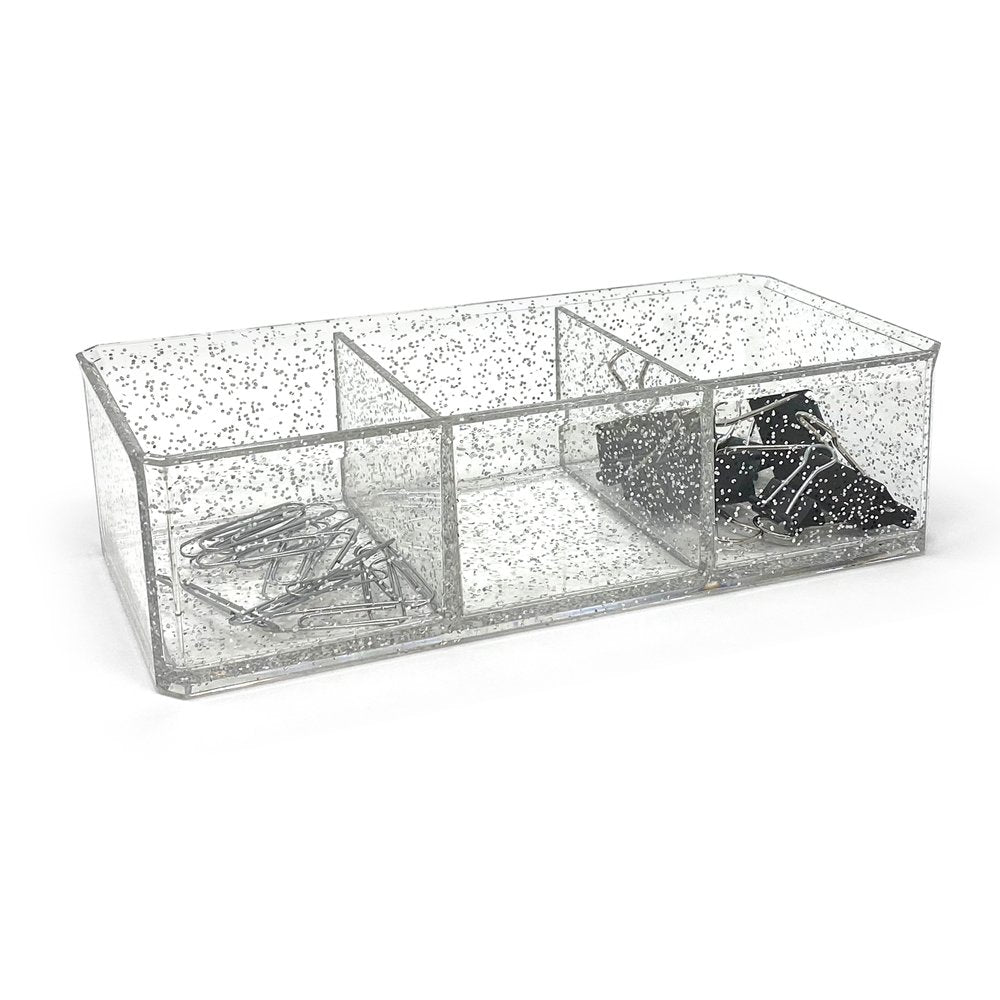 Isaac Jacobs Clear Acrylic 3-Section Organizer- Three Compartment Drawer Tray and Storage Solution for Office, Bathroom, Kitchen, Supplies, and More