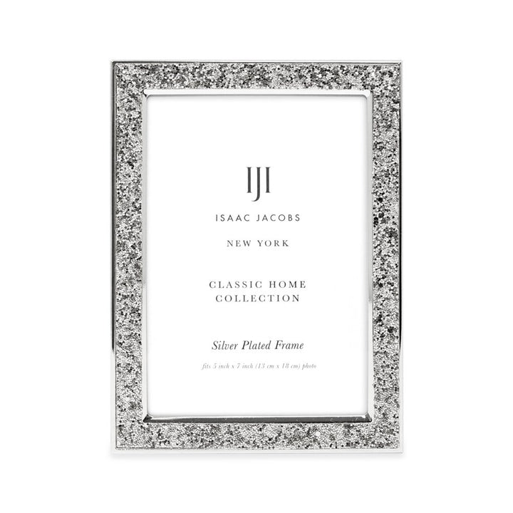 Isaac Jacobs Metal Glitter (Vertical &amp; Horizontal) Picture Frame, with Black Fabric Easel, Wall-Mountable, Made for Tabletop, Counterspace, Shelf and Desk