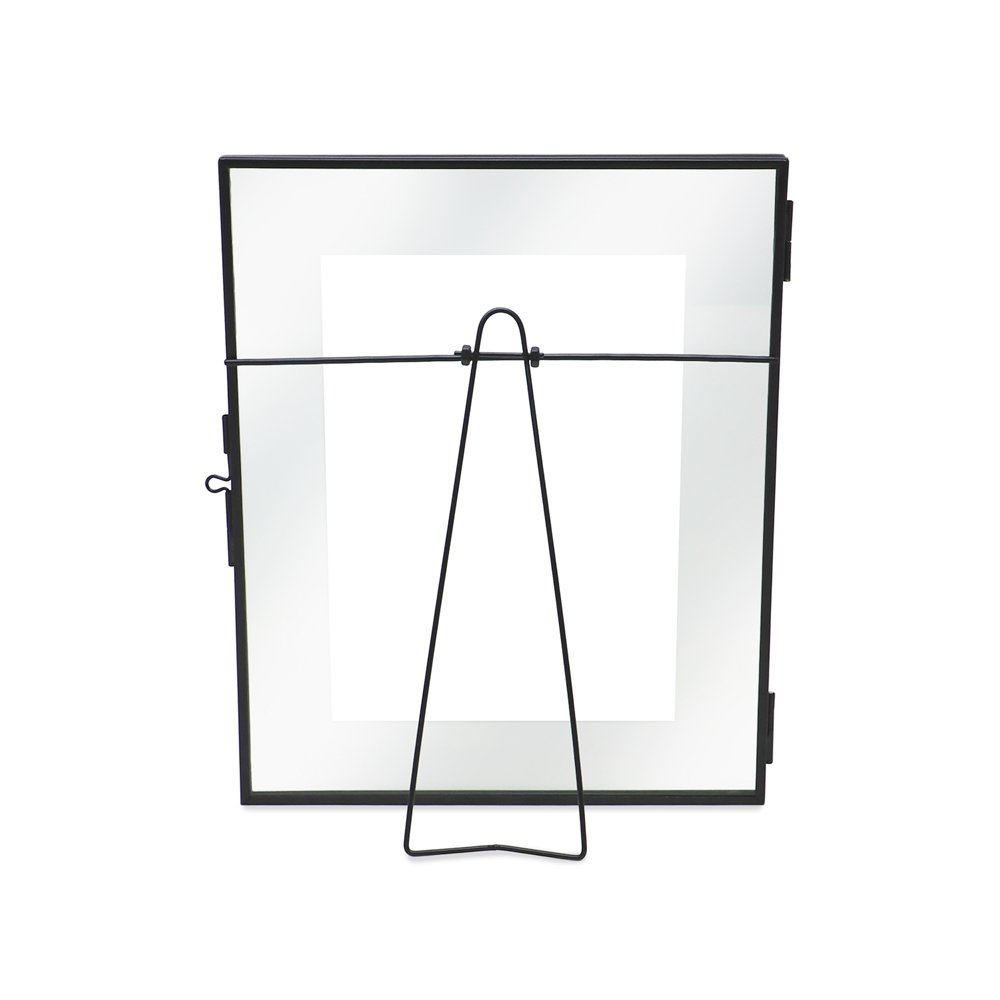 Isaac Jacobs Modern Style Brass and Glass, Pressed Glass, Metal Floating Desk Photo Frame with Locket Closure for Pictures, Art, Mementos &amp; Keepsakes