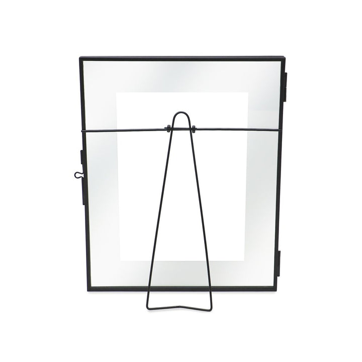 Isaac Jacobs Modern Style Brass and Glass, Pressed Glass, Metal Floating Desk Photo Frame with Locket Closure for Pictures, Art, Mementos &amp; Keepsakes