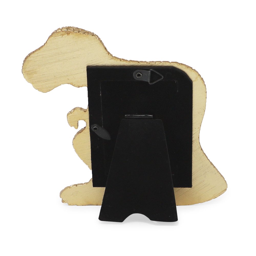 Isaac Jacobs 2” x 3" Resin Dinosaur Picture Frame, Vertical Keepsake Photo Frame with Easel and Hanging Tabs for Tabletop, Desktop &amp; Wall Display