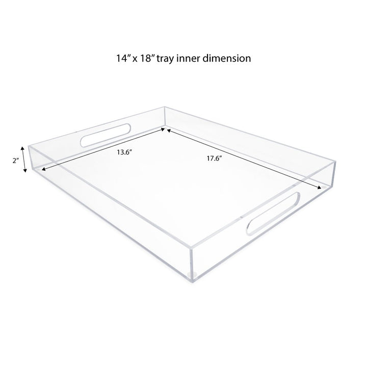 Isaac Jacobs Clear Acrylic Serving Tray with Cutout Handles, Spill-Proof, Stackable Organizer, Space-Saver, Food &amp; Drinks Server, Indoors/Outdoors, Lucite Storage Décor &amp; More