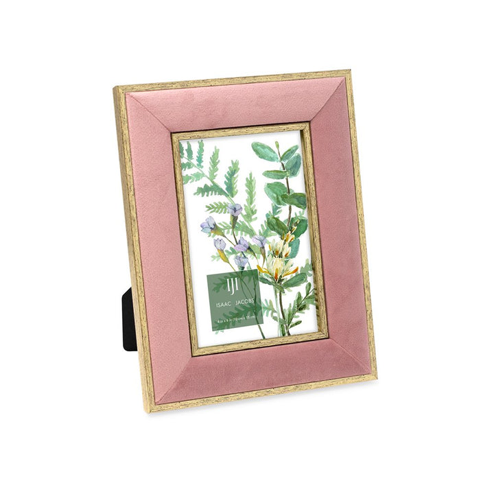 Isaac Jacobs Velvet Picture Frame with Metallic Double Border, Photo Frame, Horizontal &amp; Vertical, Made for Tabletop &amp; Wall Display, for Home and Office