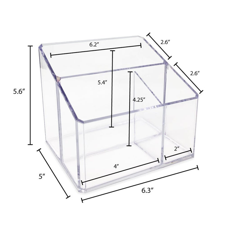 Isaac Jacobs Clear Acrylic Organizer, Remote Holder &amp; Multi-Functional Makeup, Brush, Pen &amp; Pencil Storage Solution, for The Home, Bathroom, Office, Child’s Desk