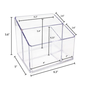 Isaac Jacobs Clear Acrylic Organizer, Remote Holder & Multi-Functional Makeup, Brush, Pen & Pencil Storage Solution, for The Home, Bathroom, Office, Child’s Desk