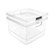 Isaac Jacobs Clear Storage Bins w/Cutout Handles, Plastic Organizer for Home, Office, Kitchen, Fridge/Freezer, Bathroom, BPA Free, Food Safe