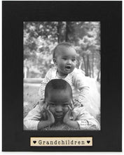 Isaac Jacobs Wood Sentiments "Grandchildren" Picture Frame, Keepsake Photo Frame with Easel and a Hanging Tabs for Tabletop, Desktop & Wall Display