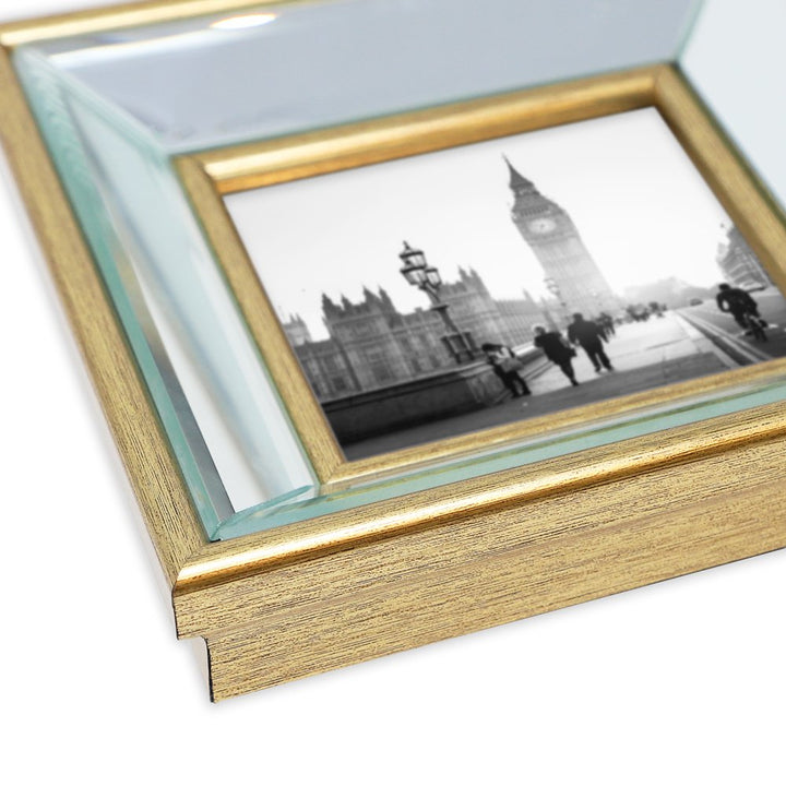 Isaac Jacobs Beveled Mirror Picture Frame - Classic Mirrored Frame with Deep Slanted Angle Made for Wall Décor Display, Photo Gallery and Wall Art