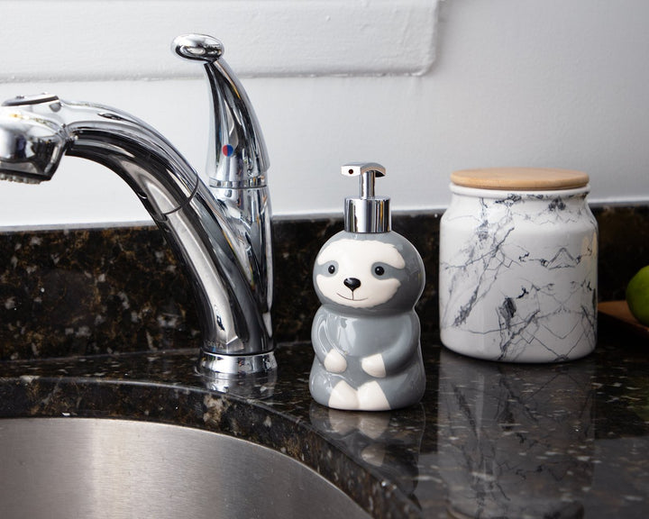 Isaac Jacobs Ceramic, Liquid Soap Pump/Lotion Dispenser with Silver Metal Pump, Great for Bathroom, Kitchen Countertop, Bath Accessory