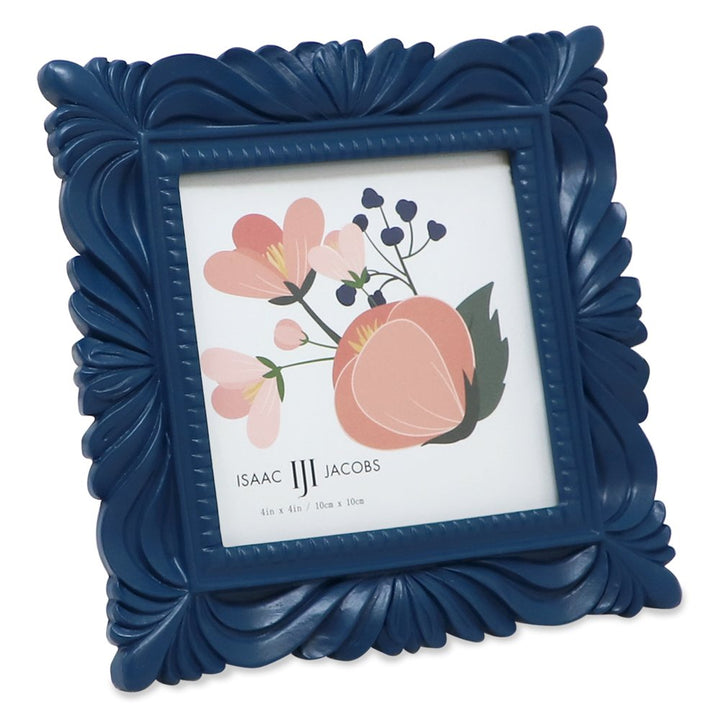 Isaac Jacobs Wave Textured Hand-Crafted Resin Picture Frame with Easel &amp; Hook for Tabletop &amp; Wall Display, Decorative Swirl Design Home Décor, Photo Gallery, Art, More