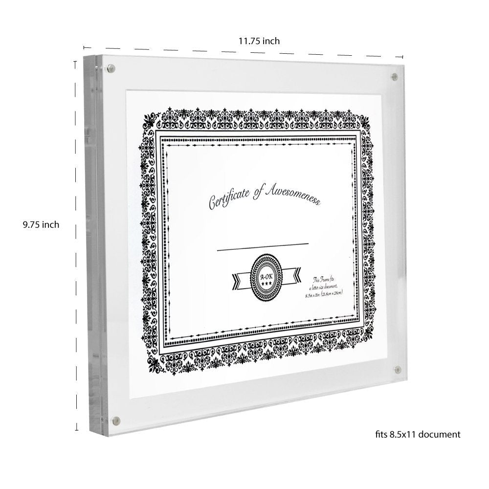 Isaac Jacobs Wall-Mountable Clear Acrylic Picture Frame, Magnetic Photo Frame, Made for Gallery Display, Wall Space, Wall Décor, Art, Home or Office