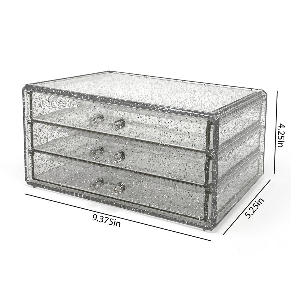 Isaac Jacobs Clear Acrylic 3-Drawer Stackable Jewelry Organizer, Cosmetic &amp; Makeup Case with 3-Drawer Trays, Made for Bedroom, Bathroom, Countertop &amp; Dresser