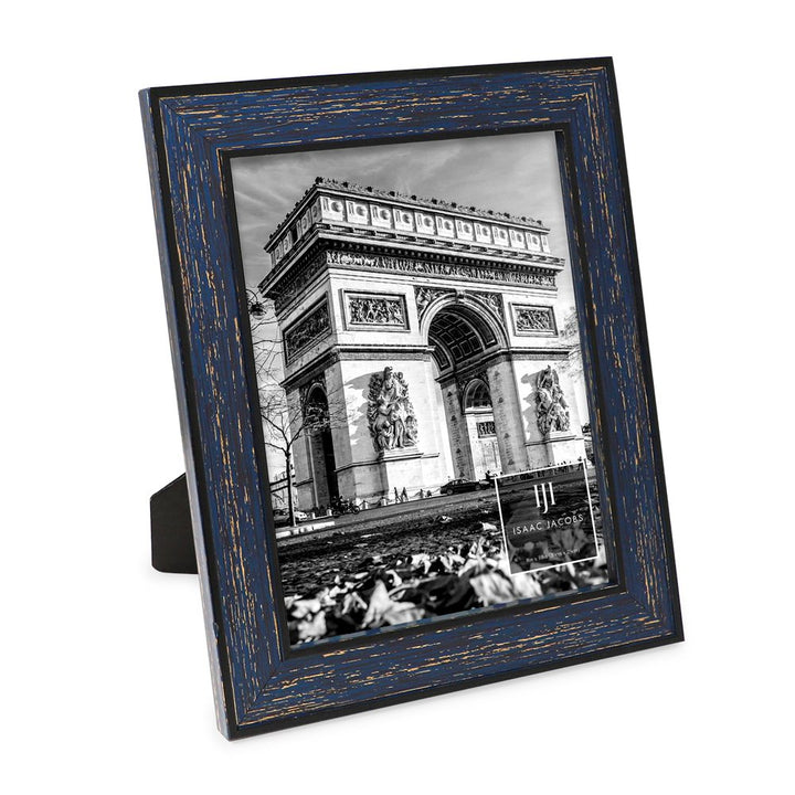 Isaac Jacobs (Vertical &amp; Horizontal) Double Border Picture Frame w/ Black Fabric Easel, Wall-Mountable, Made for Tabletop &amp; Gallery, Home or Office