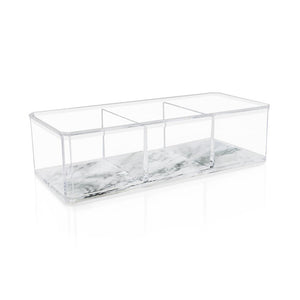 Isaac Jacobs Clear Acrylic 3-Section Organizer- Three Compartment Drawer Tray and Storage Solution for Office, Bathroom, Kitchen, Supplies, and More