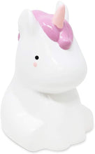 Isaac Jacobs Ceramic Sitting Unicorn Money Bank, Cute Piggy Bank, Fairytale Room Décor, Cartoon Coin Bank, Gift for Kids, Girls, Magical Animal (White)