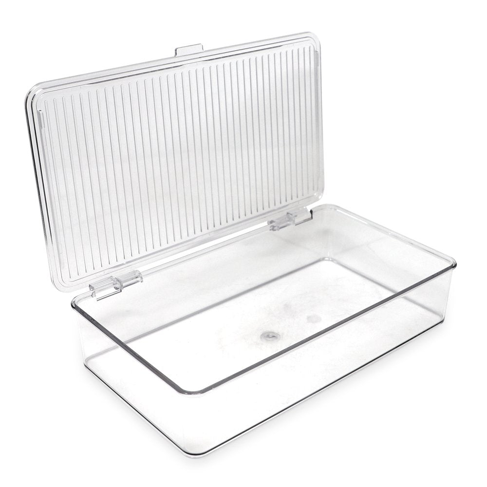 Isaac Jacobs Stackable Organizer Bin w/ Hinged Lid, Clear Storage Box, Home, Office, School, Fridge, Bathroom, Kitchen, Pantry Container, BPA-Free, Food Safe_#color_clear_small