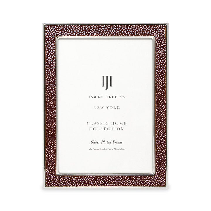 Isaac Jacobs Leather with Metal (Vertical &amp; Horizontal) Picture Frame, Shagreen Border w/ Black Fabric Easel, Wall-Mountable, Made For Tabletop, Photo Gallery