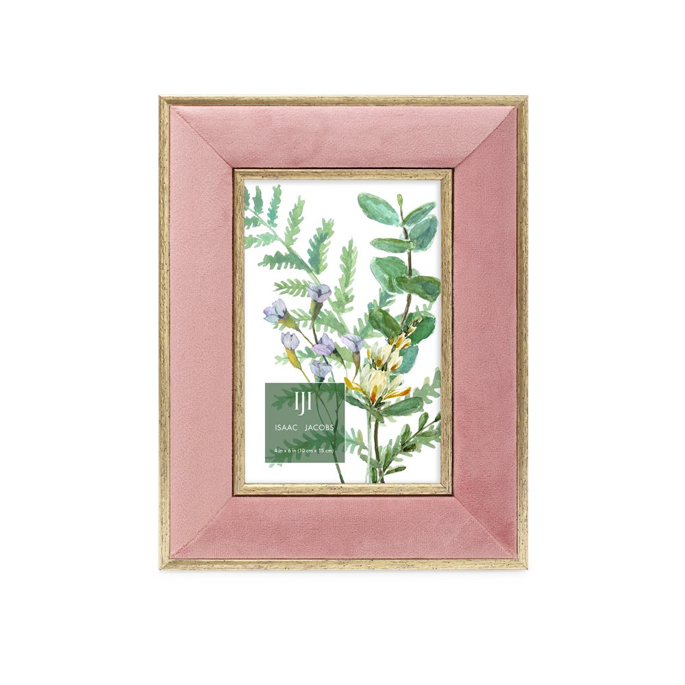 Isaac Jacobs Velvet Picture Frame with Metallic Double Border, Photo Frame, Horizontal &amp; Vertical, Made for Tabletop &amp; Wall Display, for Home and Office
