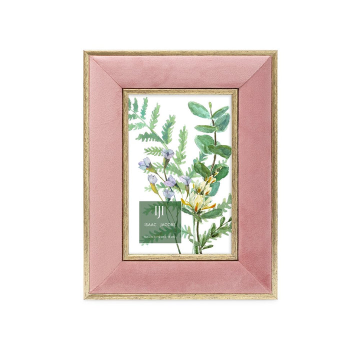 Isaac Jacobs Velvet Picture Frame with Metallic Double Border, Photo Frame, Horizontal &amp; Vertical, Made for Tabletop &amp; Wall Display, for Home and Office