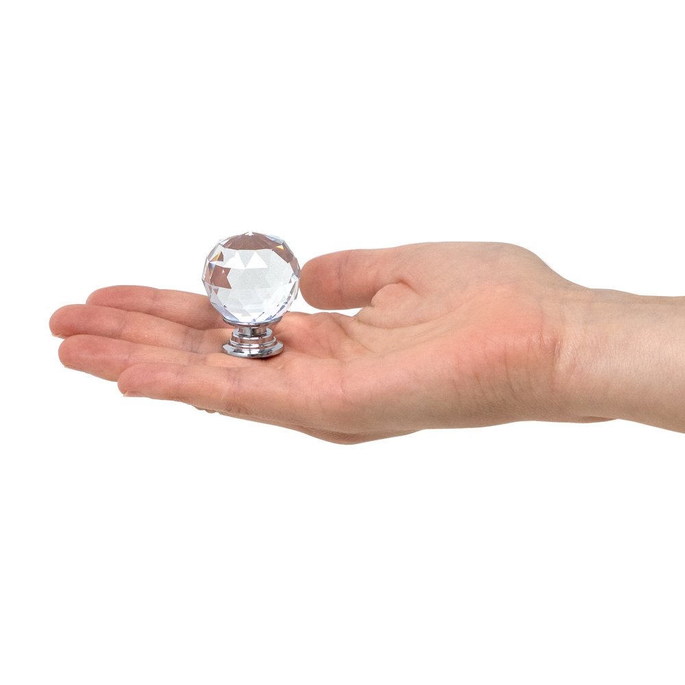 Isaac Jacobs Crystal Knobs Set, Cabinet Knobs with Screws, Drawer Pulls, Glass, for Dresser, Bathroom, Bedroom, Kitchen, Living Room &amp; More