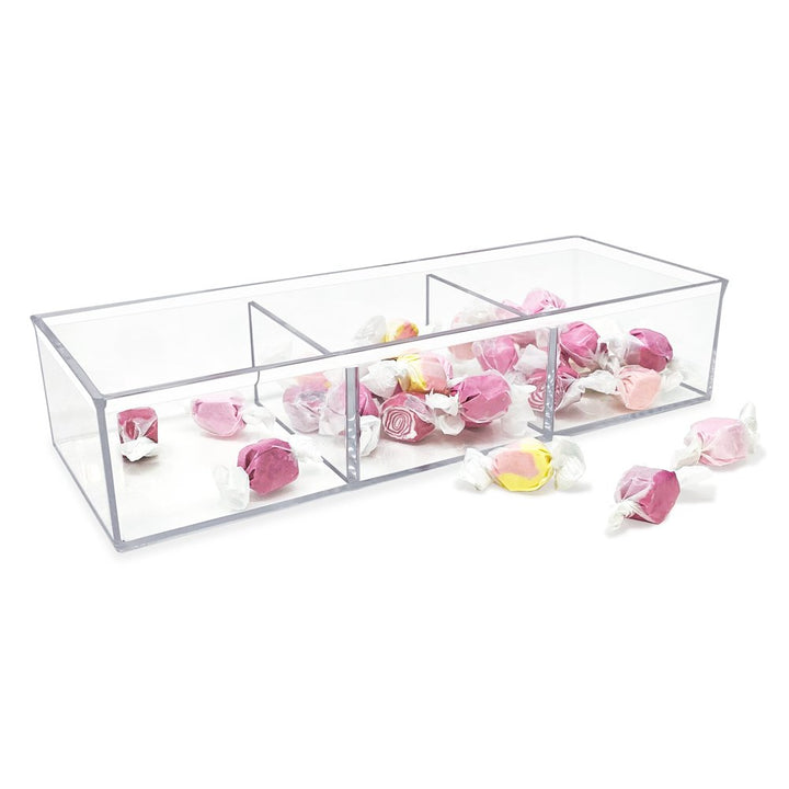 Isaac Jacobs Large 3-Compartment Clear Acrylic Stackable Organizer (12.9" L x 5" W x 2.7" H), Multi-Sectional Tray &amp; Storage Solution for Makeup, Craft Supplies &amp; More, for Bathroom, Kitchen, Office