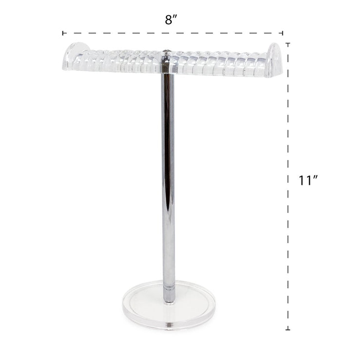Isaac Jacobs Clear Acrylic Necklace &amp; Bracelet Holder (8” inch T-Bar)– Hanging Chain and Bangles Organizer Sleek &amp; Sturdy Stand for Jewelry – Storage Solution- Bedroom- Bathroom – Countertop