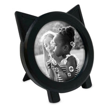 Isaac Jacobs Round Resin Sentiment Cat Picture Frame with Ears, Photo Tabletop & Wall Display Hanging Display & Home Décor