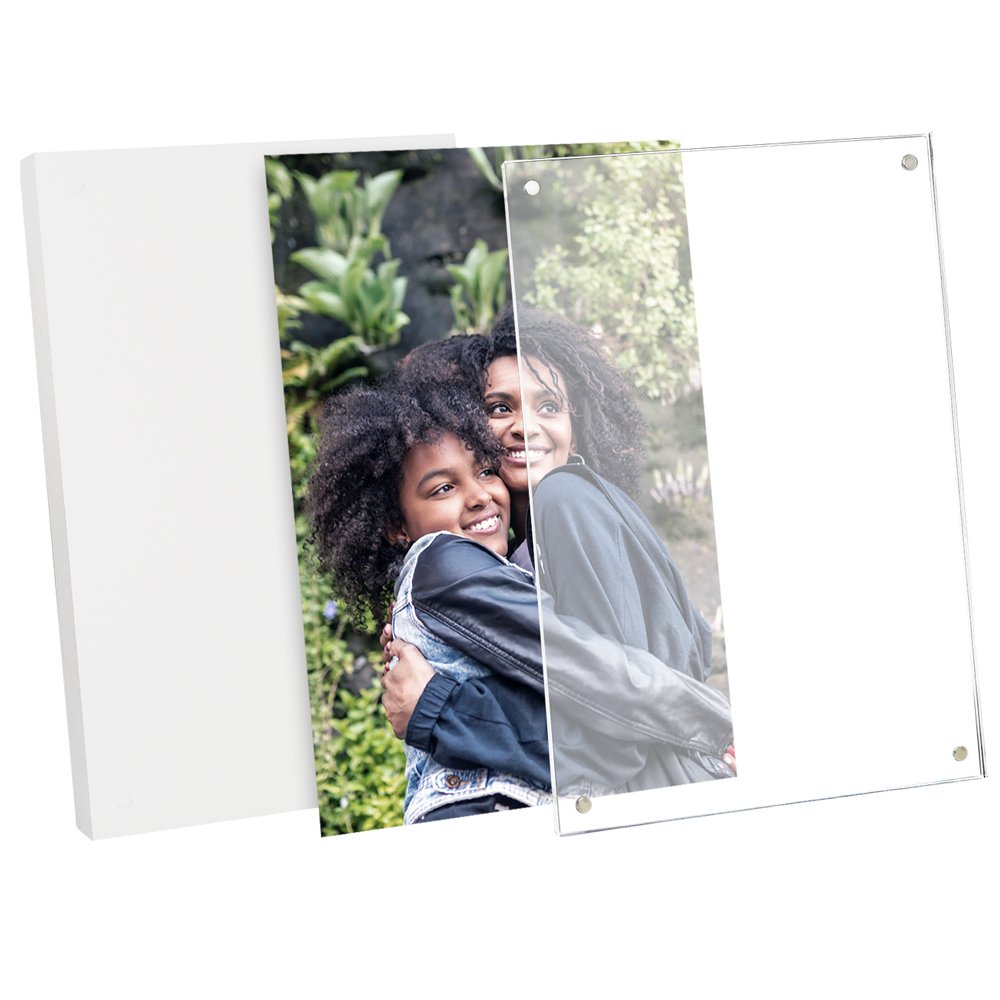 Isaac Jacobs Wood Acrylic Picture Frame, Magnetic Photo Frame with Easel, Made for Tabletop Display