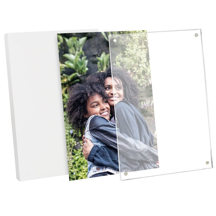 Isaac Jacobs Wood Acrylic Picture Frame, Magnetic Photo Frame with Easel, Made for Tabletop Display