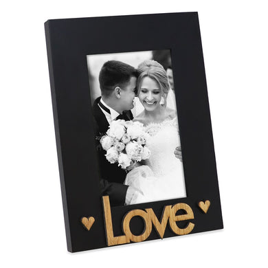 Isaac Jacobs Wood Sentiments “Love” Picture Frame, Photo Gift for Loved Ones, Family, Display on Tabletop, Desk