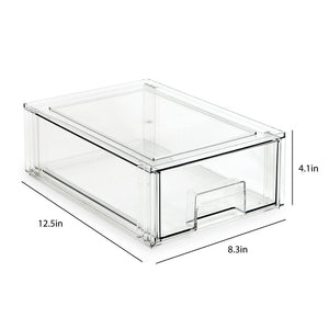 Isaac Jacobs Stackable Organizer Drawer, Clear Plastic Storage Box, Pull-Out Bin, Home, Office, Closet & Shoe Organization, BPA-Free, Food / Fridge / Freezer Safe