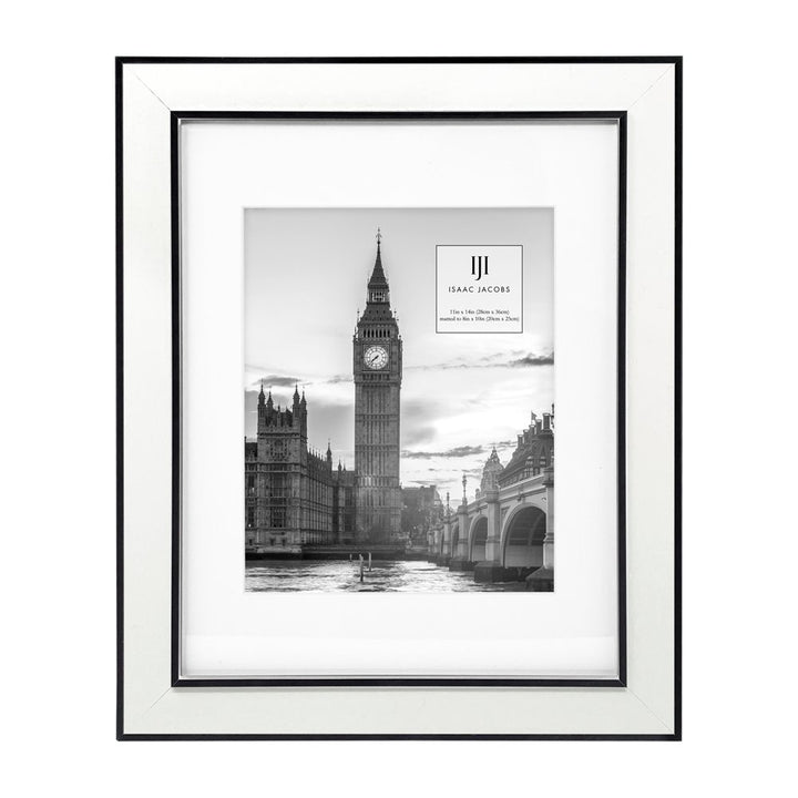 Isaac Jacobs (Vertical &amp; Horizontal) Double Border Picture Frame w/ Black Fabric Easel, Wall-Mountable, Made for Tabletop &amp; Gallery, Home or Office