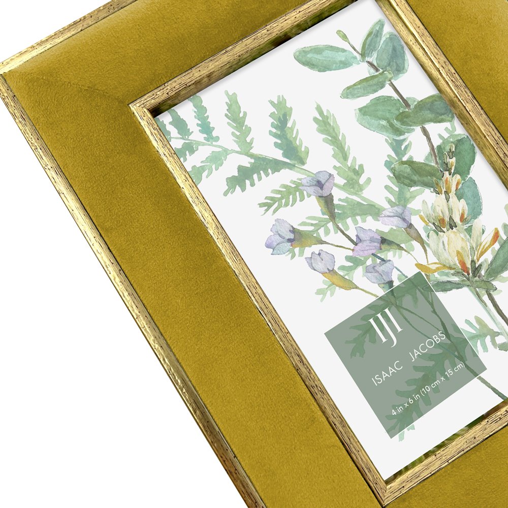 Isaac Jacobs Velvet Picture Frame with Metallic Double Border, Photo Frame, Horizontal &amp; Vertical, Made for Tabletop &amp; Wall Display, for Home and Office
