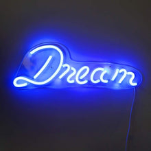 Isaac Jacobs 17" by 6" inch LED Neon Blue “Dream” Wall Sign for Cool Light, Wall Art, Bedroom Decorations, Home Accessories, Party, and Holiday Decor: Powered by USB Wire (Dream)