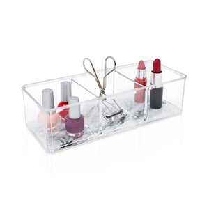 Isaac Jacobs Clear Acrylic 3-Section Organizer- Three Compartment Drawer Tray and Storage Solution for Office, Bathroom, Kitchen, Supplies, and More