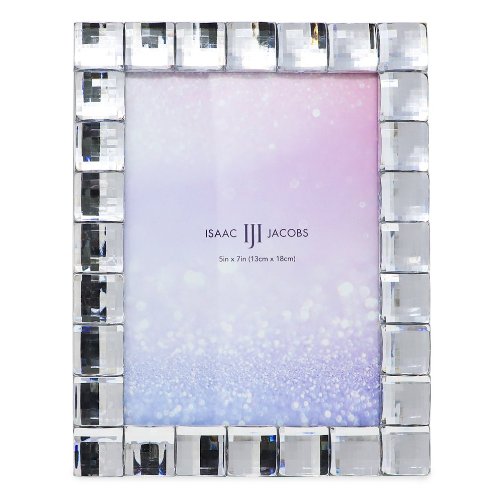 Isaac Jacobs Decorative Sparkling Jewel Picture Frame, Photo Display &amp; Home Décor