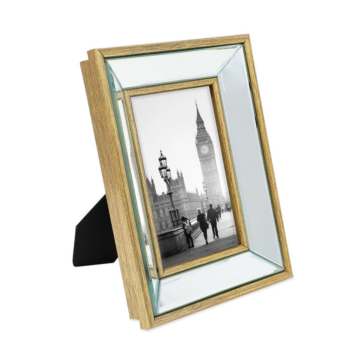 Isaac Jacobs Beveled Mirror Picture Frame - Classic Mirrored Frame with Deep Slanted Angle Made for Wall Décor Display, Photo Gallery and Wall Art