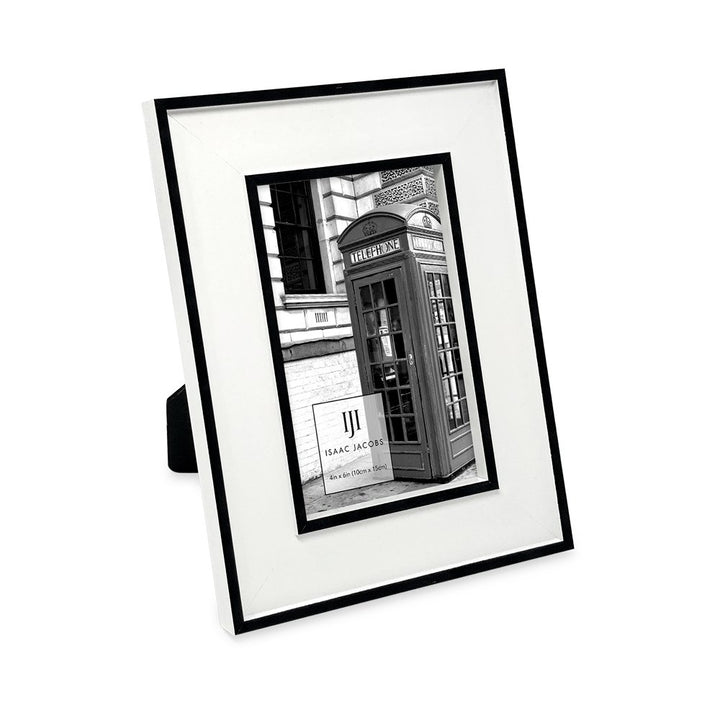 Isaac Jacobs (Vertical &amp; Horizontal) Double Border Picture Frame w/ Black Fabric Easel, Wall-Mountable, Made for Tabletop &amp; Gallery, Home or Office
