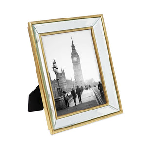 Isaac Jacobs Beveled Mirror Picture Frame - Classic Mirrored Frame with Deep Slanted Angle Made for Wall Décor Display, Photo Gallery and Wall Art