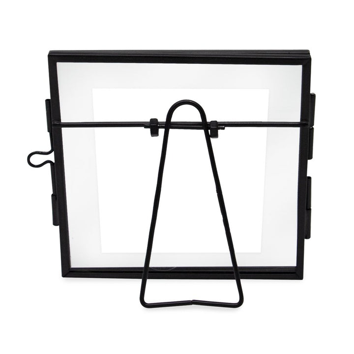 Isaac Jacobs Modern Style Brass and Glass, Pressed Glass, Metal Floating Desk Photo Frame with Locket Closure for Pictures, Art, Mementos &amp; Keepsakes