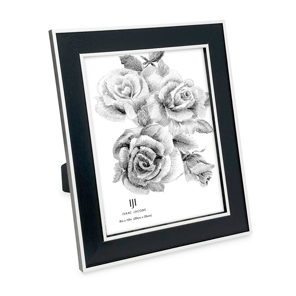 Isaac Jacobs (Vertical &amp; Horizontal) Double Border Picture Frame w/ Black Fabric Easel, Wall-Mountable, Made for Tabletop &amp; Gallery, Home or Office