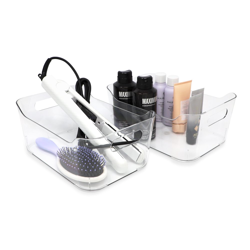 Isaac Jacobs Clear Storage Bins w/Handles, Plastic Box Set, Home, Office, Fridge, Freezer, Kitchen, Pantry Organization Container, BPA-Free/Food Safe