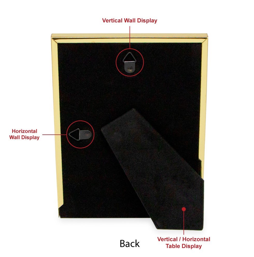 Isaac Jacobs Leather with Metal (Vertical &amp; Horizontal) Picture Frame, Shagreen Border w/ Black Fabric Easel, Wall-Mountable, Made For Tabletop, Photo Gallery