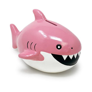 Isaac Jacobs Ceramic Shark Coin Bank for Kids, Great for Gifts, Home Décor, Money Saving Piggy Bank for Boys and Girls