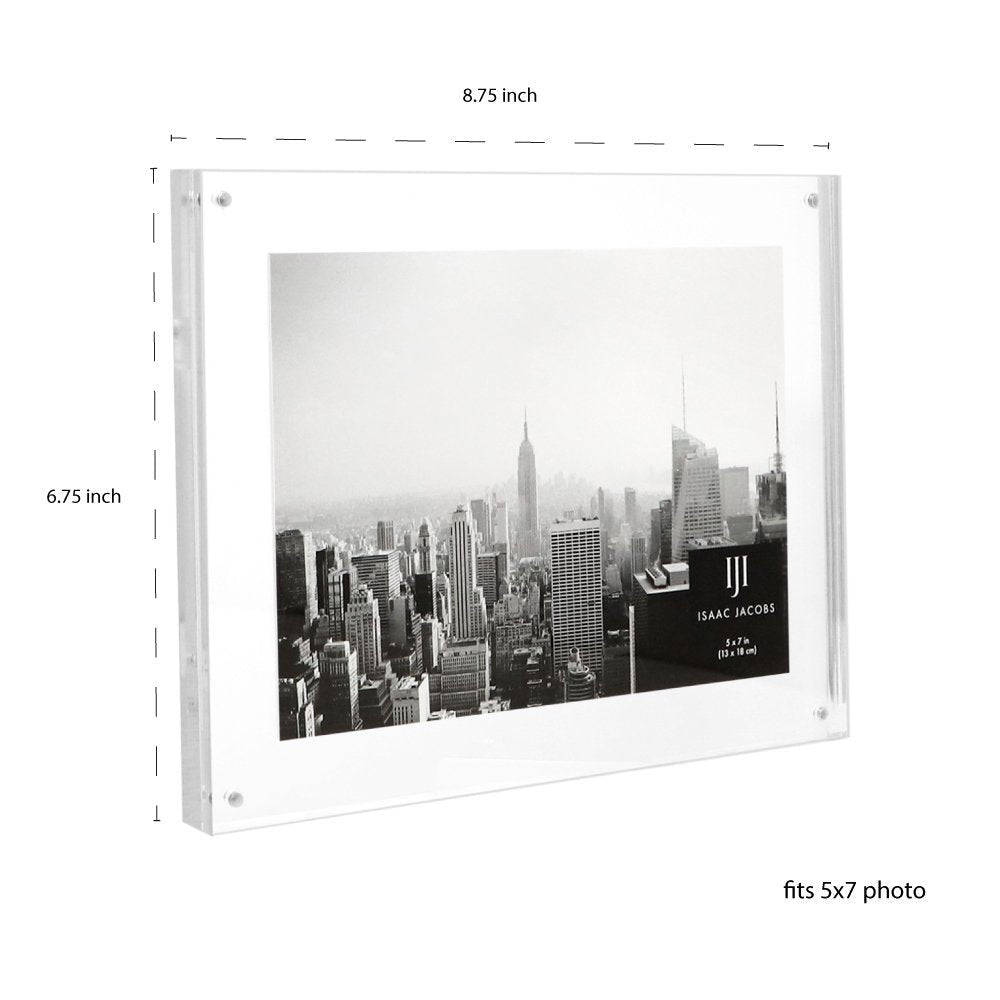 Isaac Jacobs Wall-Mountable Clear Acrylic Picture Frame, Magnetic Photo Frame, Made for Gallery Display, Wall Space, Wall Décor, Art, Home or Office