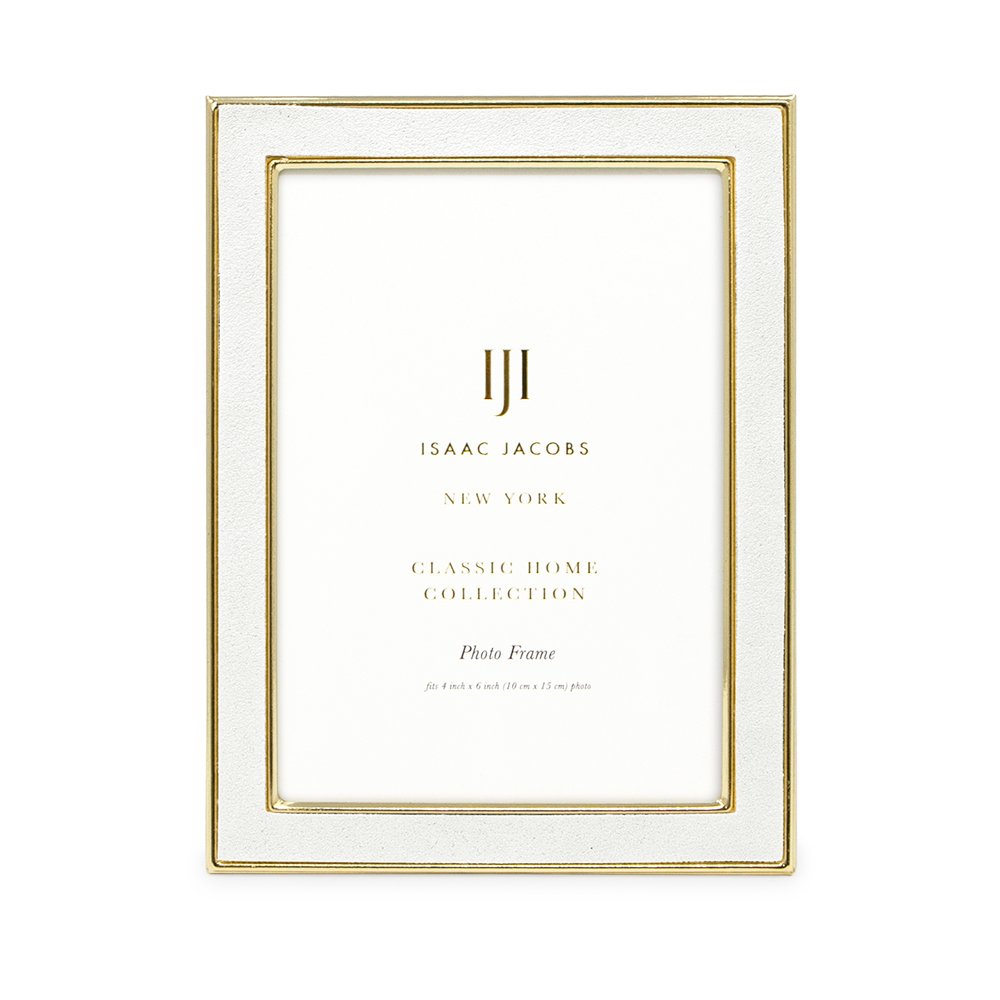 Isaac Jacobs Leather with Metal (Vertical &amp; Horizontal) Picture Frame, Suede Border w/ Black Fabric Easel, Wall-Mountable, Made For Tabletop, Photo Gallery