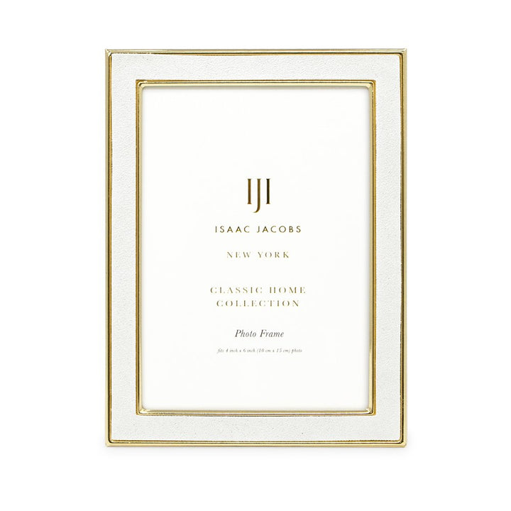 Isaac Jacobs Leather with Metal (Vertical &amp; Horizontal) Picture Frame, Suede Border w/ Black Fabric Easel, Wall-Mountable, Made For Tabletop, Photo Gallery
