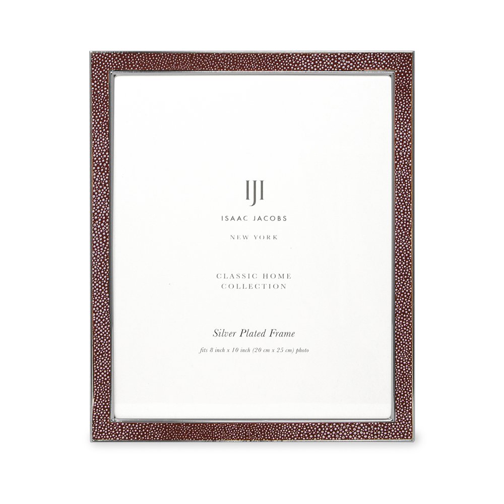 Isaac Jacobs Leather with Metal (Vertical &amp; Horizontal) Picture Frame, Shagreen Border w/ Black Fabric Easel, Wall-Mountable, Made For Tabletop, Photo Gallery